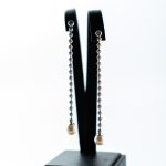 ORECCHINI PENDENTI ORO BIANCO SATINATO CON PERLE